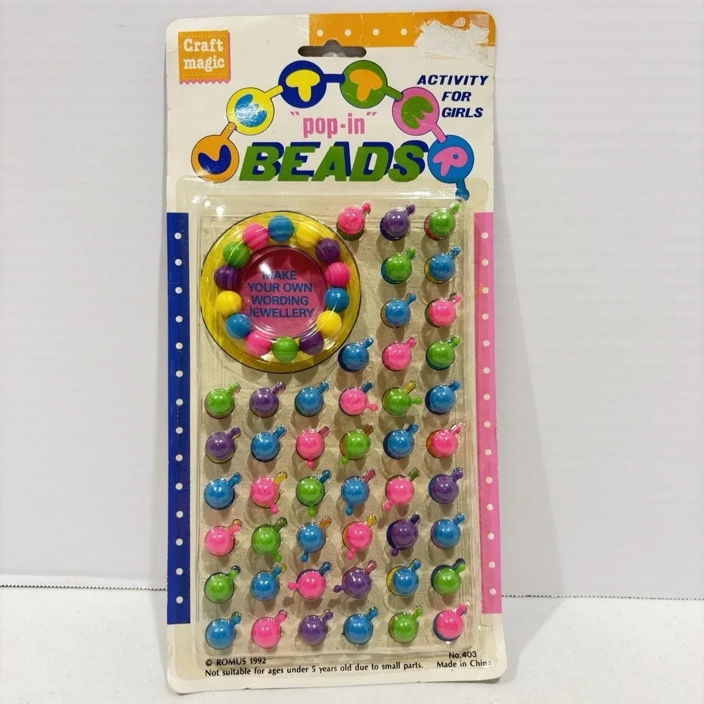 Vintage 1992 Craft Magic Pop-In Beads Jewelry Craft Kit ROMUS No. 403 NOS Sealed